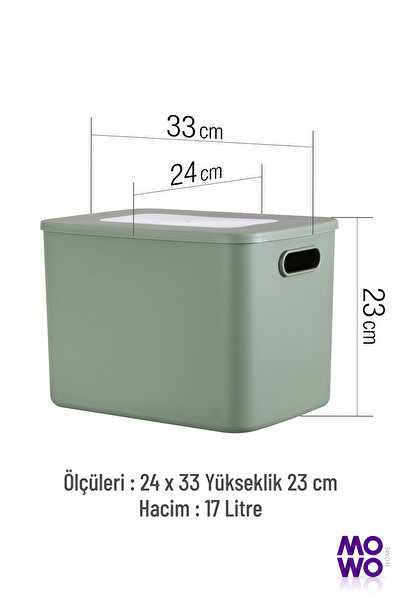Mowo Home Mowo Box 3'lü Mix Renk 17 Lt Düzenleyici Kapaklı Saklama Kutusu, Düzenleyici, Depolama