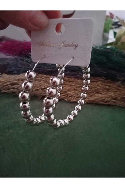 mos&more 6cm Big Silver Pearl Evening Dress Daily Hoop Women's Earrings