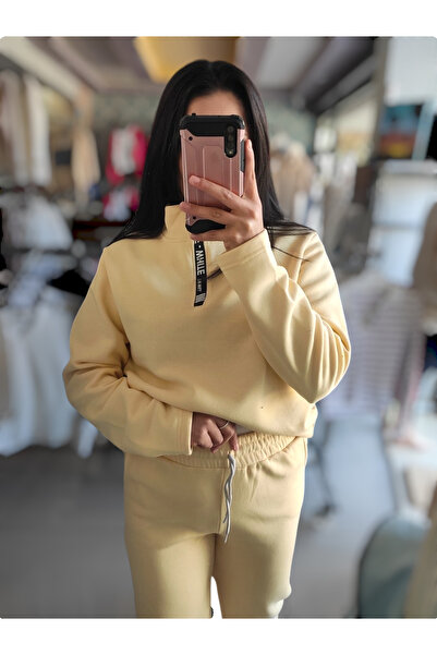 Sublime Butik Yarım Gizli Fermuarlı Kalın Hakim Yaka Regular Sweatshirt