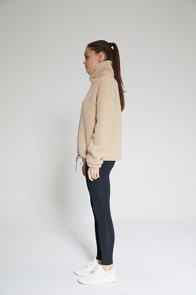 Chandraswear Beige Women's Throat Sherpa Plush Sweatshirt - Rope