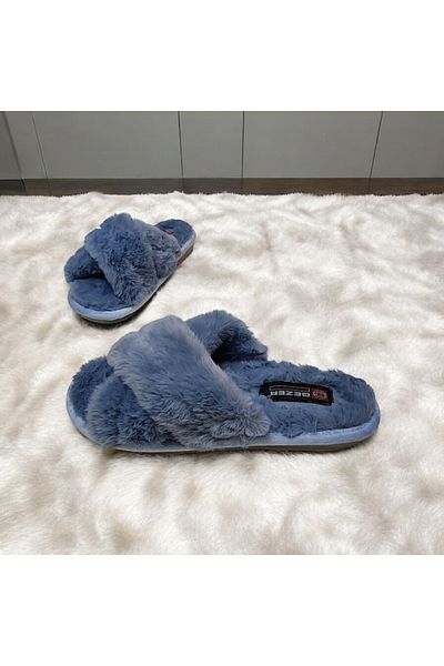 GEZER Silent Sole Cross Winter Plush Slippers