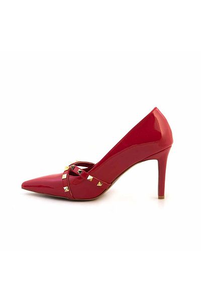 KEMAL TANCA Pantofi de seară și rochie de seară roșii lucioase din piele lacuită de damă