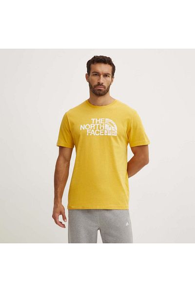 THE NORTH FACE Woodcut Dome Men's Yellow Round Neck T-Shirt