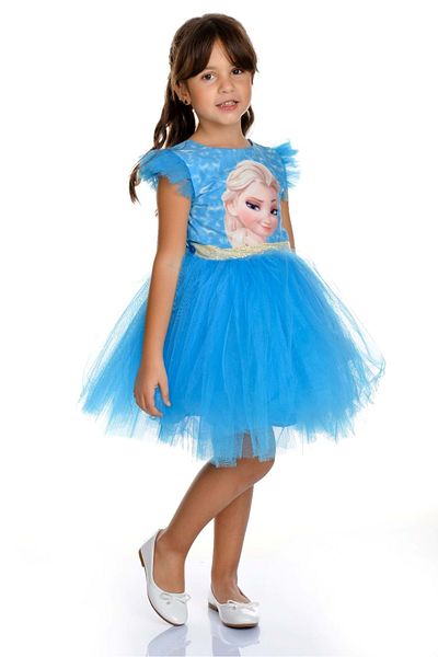 Mnk Baby&Kids Digital Printed Girl's Party Dress - Tutu, Mnka278 Turquoise