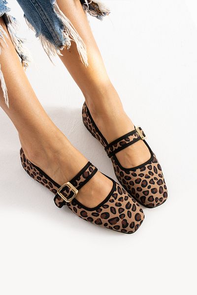 ALANCE Balerina de damă cu detaliu curea leopard