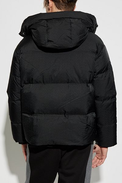 Emporio Armani معطف أسود للرجال - هوديي، كم طويل، طباعة الشعار 6D1BC3 1NNXZ-0999