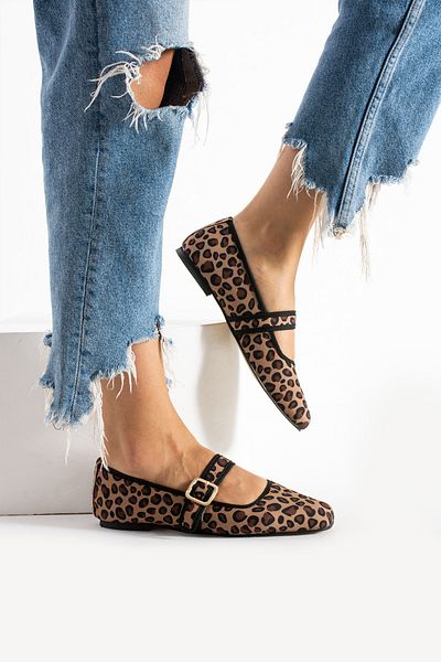 ALANCE Balerina de damă cu detaliu curea leopard