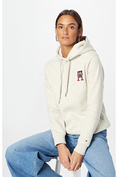 Tommy Hilfiger TH NAKIŞ MONOGRAM LOGULU KAPÜŞONLU SWEATSHİRT