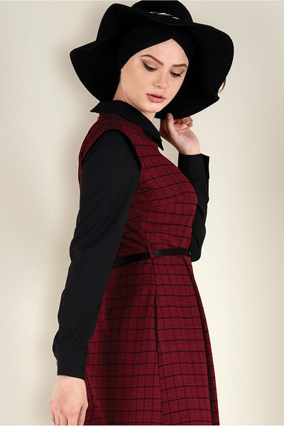 Alvina Plaid Patterned Belted Dress - 4652