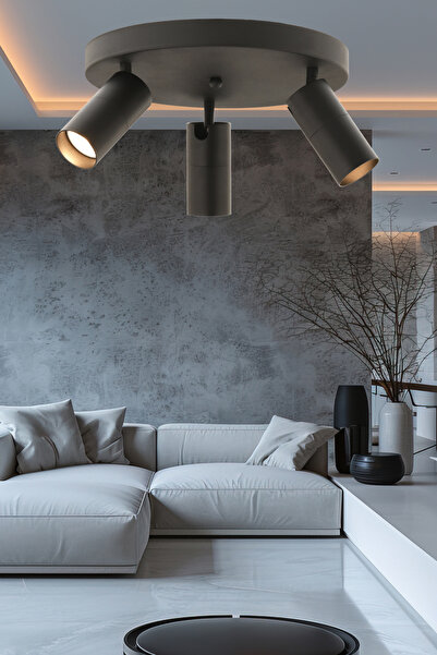 Apliqa Dusan Siyah 3Lü Plafonyer Modern Retro Tasarım Spot Avize