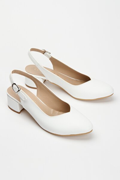 Miss Mitto Λευκό ψεύτικο δέρμα - Κομψό στιλέτο με κοντό χοντρό τακούνι