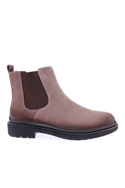 DGN Men's Rubber Sole Chelsea Boots Beige Suede Genuine Leather 61310223210