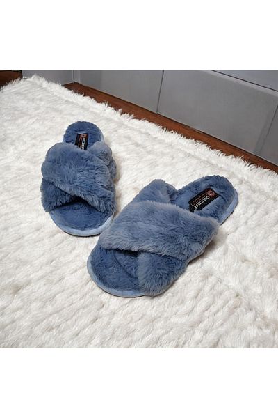 GEZER Silent Sole Cross Winter Plush Slippers