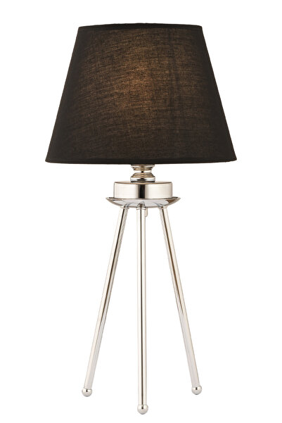 Apliqa Epona Siyah Şapkalı Krom Modern Dekoratif Salon Abajur