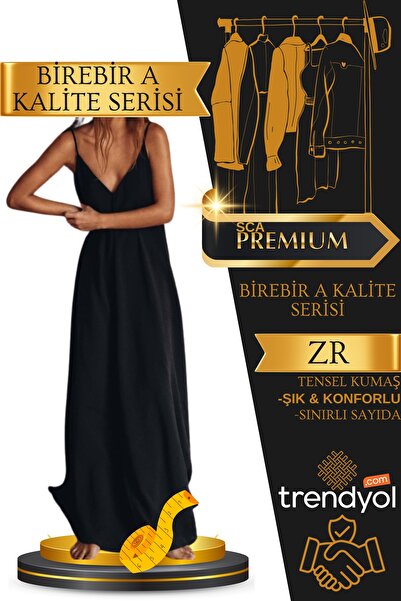 SCA Rochie neagră premium cu bretele subțiri