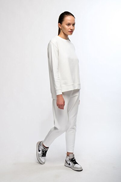 Chandraswear Ecru Women's Slit Detailed Sweatshirt - Frey