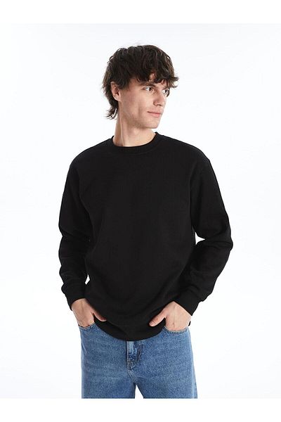 LC Waikiki Ανδρικό μακρυμάνικο φούτερ XSIDE Black Crew Neck
