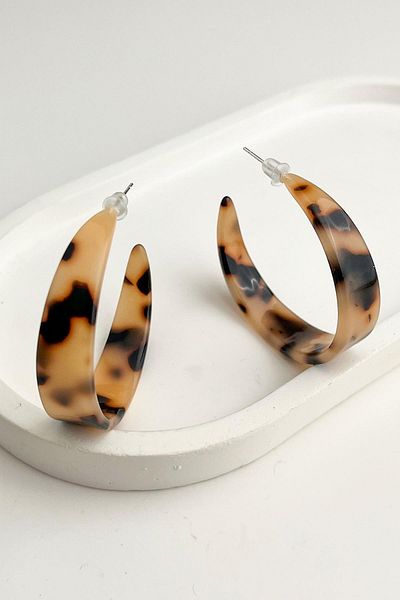 Modex Leopard Print Lightweight Hoop Earrings (4cm)
