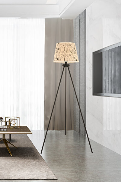 Apliqa Epona Desenli Şapkalı Siyah Modern Dekoratif Salon Lambader