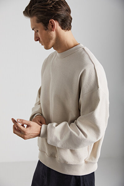 GRIMELANGE Jevon Erkek %100 Pamuk Bej Sweatshirt