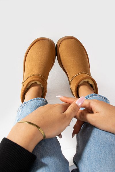 ALANCE New Season Moli Mini Suede Γυναικείες Μπότες - Χοντρή σόλα και γούνινα φτερά εσωτερικά