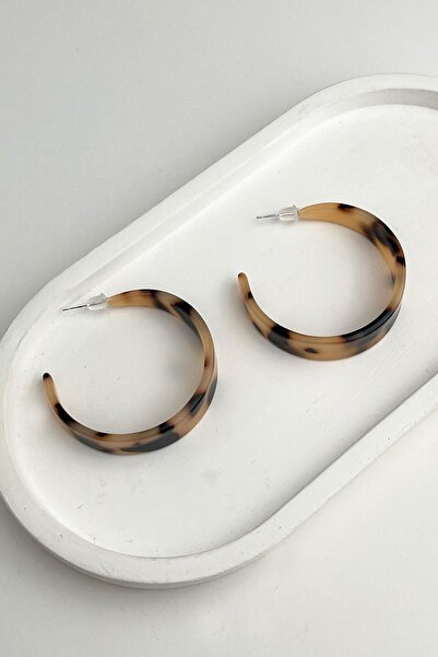 Modex Leopar Desenli Hafif Halka Küpe (4cm)