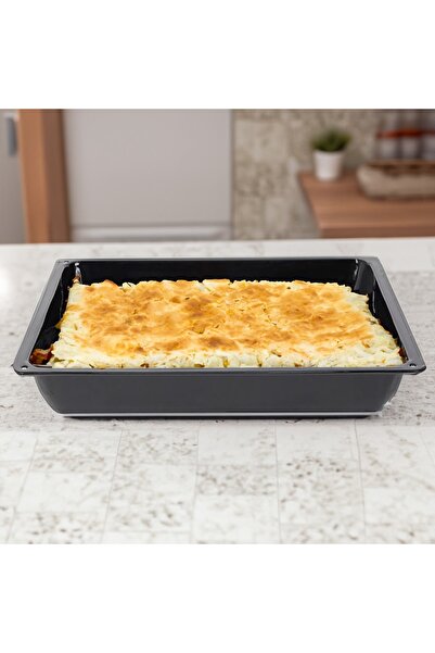 qussine Emaye Fırın Tepsisi Dikdörtgen Siyah 38x27 Cm