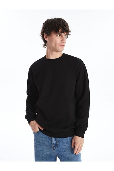 LC Waikiki Ανδρικό μακρυμάνικο φούτερ XSIDE Black Crew Neck