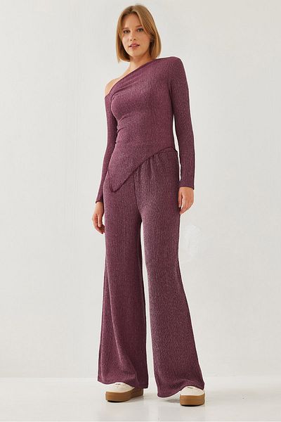 Bianco Lucci Damen-Set mit elastischem Bund und asymmetrischem Schnitt an der Unterseite 60251971