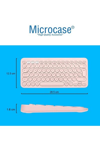 Microcase Apple iPad Mini 2024 8.3 inch Tablet için Bluetooth Klavye + Mouse + Tablet Standı - AL45150 Pembe