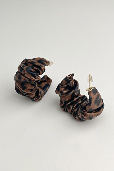Modex Leopard Drawstring Leather Look Hoop Earrings (3cm)