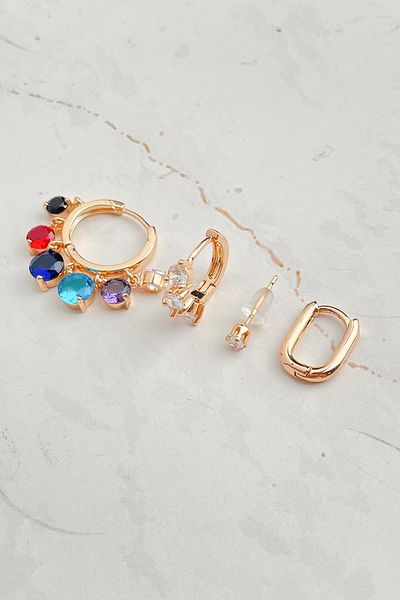 Modex Shakira Silver Color Four Color Earring Set