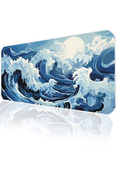ilyuka 70x30 Ocean Storm ilyuka MP147030 Büyük Boy XL Gaming Mousepad Dikişli...