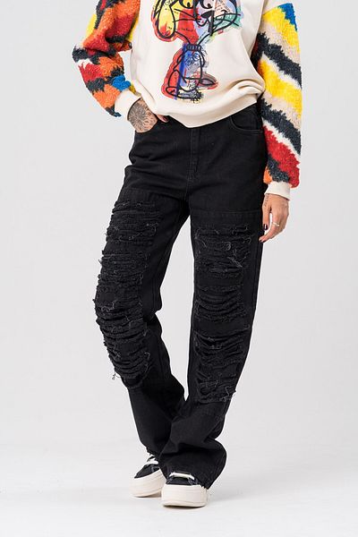 go gang own Sage Ripped Detail Baggy Jean Women's Trousers