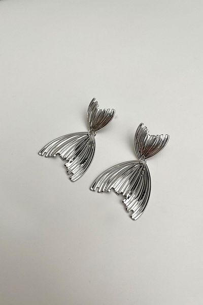 Modex Serrated Dangle Oval Earrings (Size:4 cm)