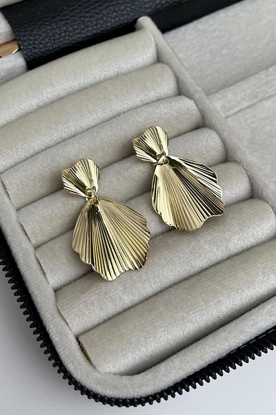 Modex Serrated Curved Dangle Earrings (Size:5 cm)