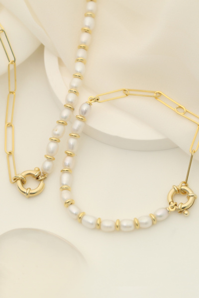 Nox Jewelry 925 Ayar Gümüş Barok Beyaz Tatlısu İncisi Kolye-5mm