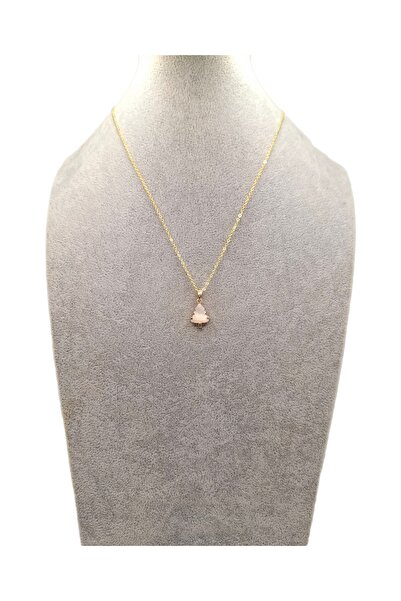 Han Ticarethane Gold Color Pearlescent White Pine Tree Necklace