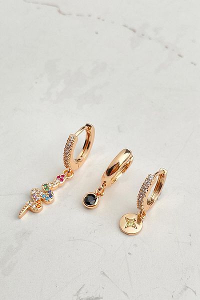 Modex Gold Color Snake Figured Triple Earrings Set