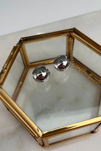 Modex Solid Brass Minimal Ball Earrings(Size 1cm)