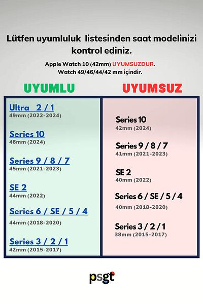 PSGT حلقة حبل متوافقة مع ساعة Apple مقاس 42 مم - 46 مم Ocean Series 10 - 42 مم Series 10