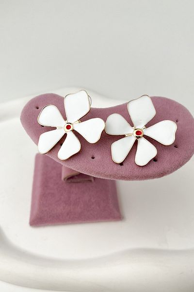 Modex Enameled Metal Clover Earrings (Size:3Cm)