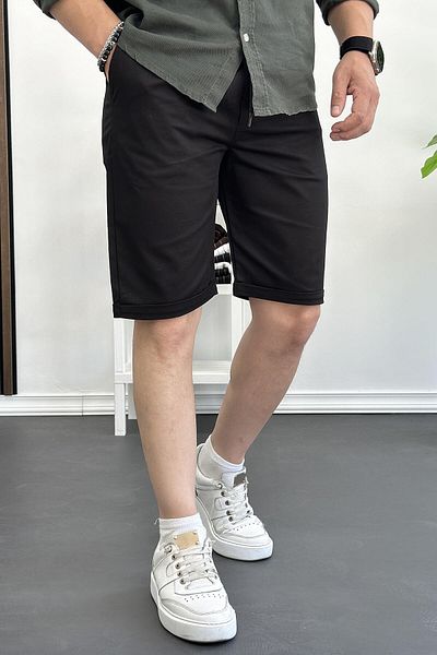 Edwox Μαύρο λινό σορτς - Full Lycra, Ανδρικό, Edw139