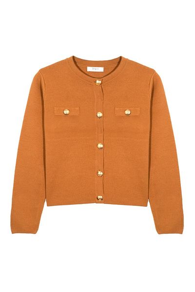 SHERIN Mustard Buttoned Knitwear Cardigan