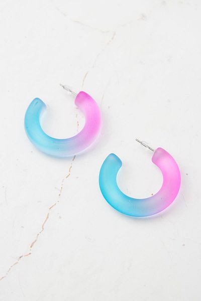 Modex Blue/Pink Acrylic Hoop Earrings (3cm)