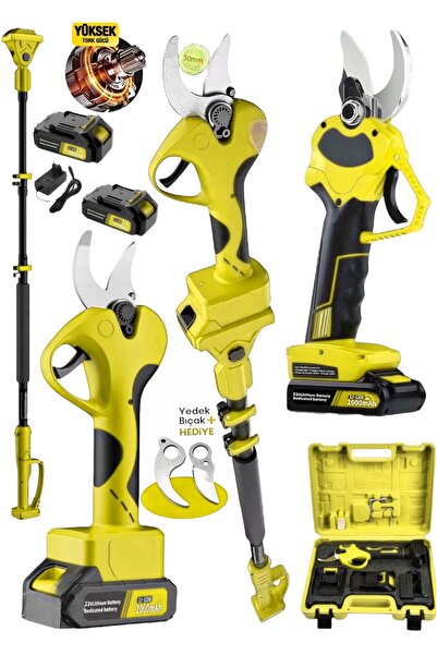 Germany Steel 999Vf Teleskopik Uzatmalı 30mm Şarjlı Ağaç Dal Budama Bağ Makas...