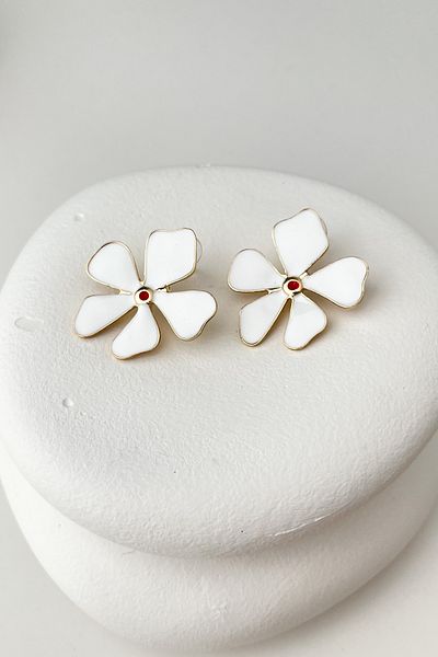 Modex Enameled Metal Clover Earrings (Size:3Cm)