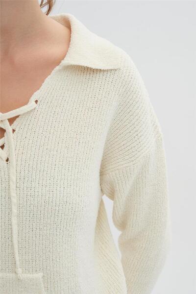 SHERIN Светр з коміром-поло екрю