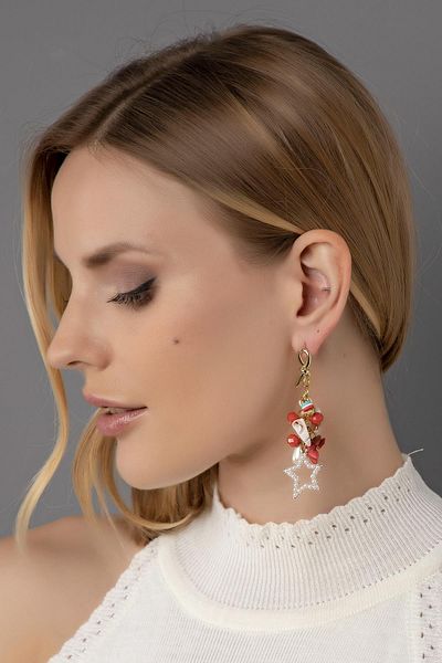 Modex Sea Shell Colored Dangle Earrings (7cm)