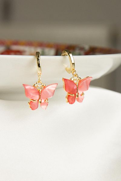 Modex Pink Butterfly Figured Earrings